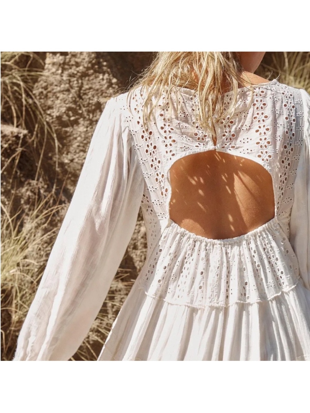 Free People White Eyelet Tiered Maxi Dress
